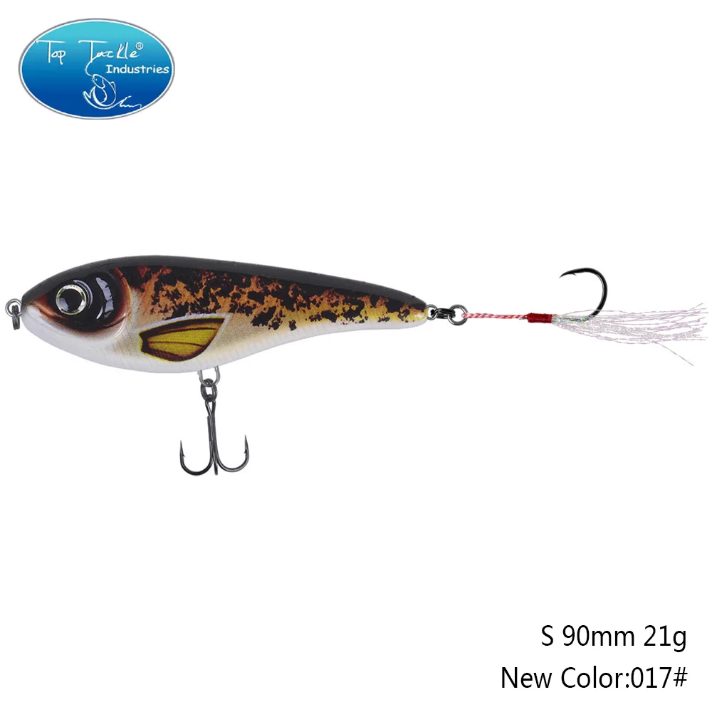 90mm 21g 017 90 мм 21 г цвета от 001 до 035 Тонущая Мускусная Щука искусственная рывковая приманка с одним крюком перьевая приманка для рыбалки - Цвет: 90mm 21g 017