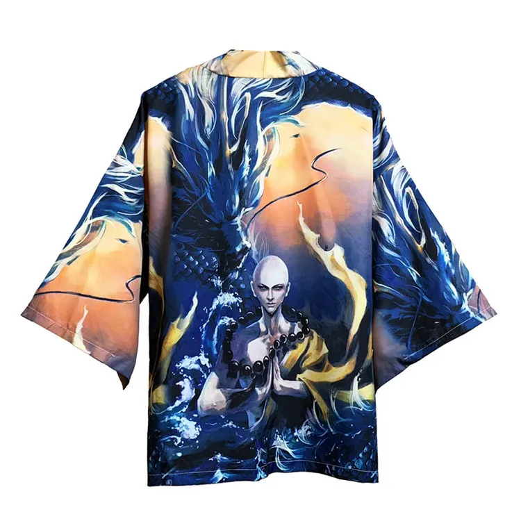 

Novelty Vintage Japanese Kimono Japanese Cardigan Chinese Style 3D Print Dragon Kimono Yukata Haori Robe Streetwear For Unisex