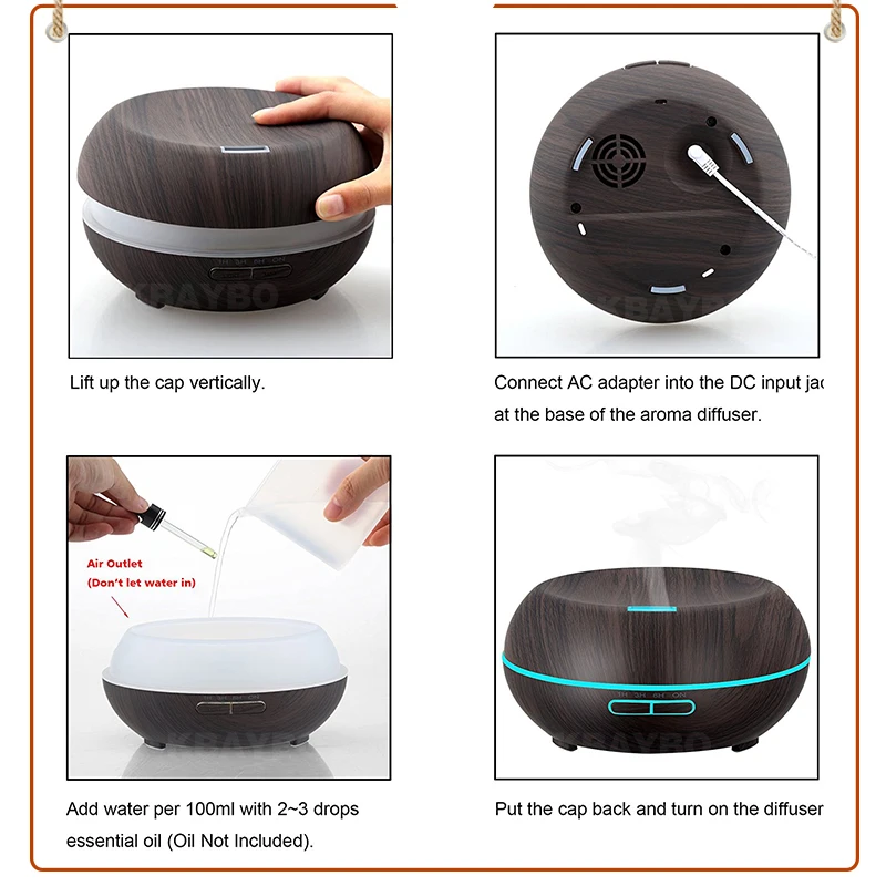 Ультразвуковой увлажнитель воздуха с эфирными маслами 200 мл для офиса дома