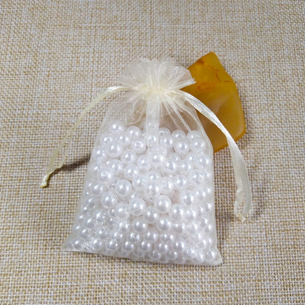 Beige 50 шт. сумка для ювелирных изделий 7x9 9X12 10x15 13x18 см, упаковка для украшения свадебной вечеринки, подарочные сумки из органзы, упаковка для ювелирных изделий - Цвет: Beige