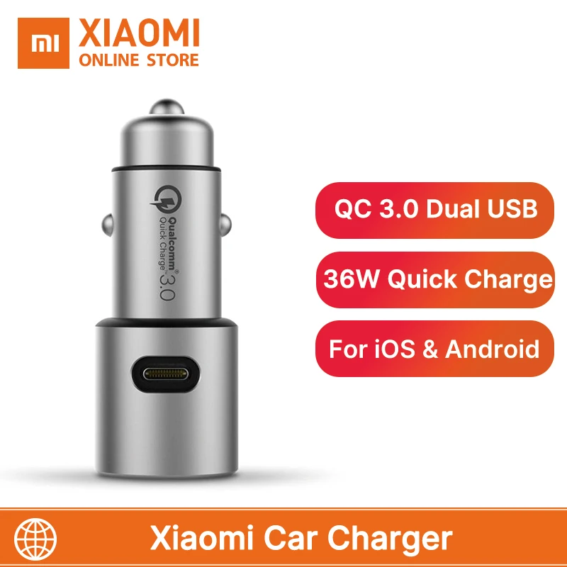 Автомобильное зарядное устройство Xiaomi QC 3 0 Dual USB + выход расширения 36 Вт