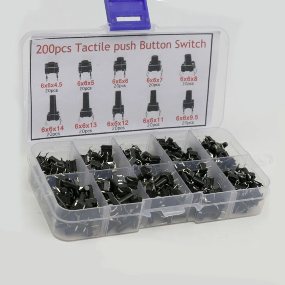 Accessories Button switches 6x6x4.5-14mm 200pcs Tactile Micro Momentary |