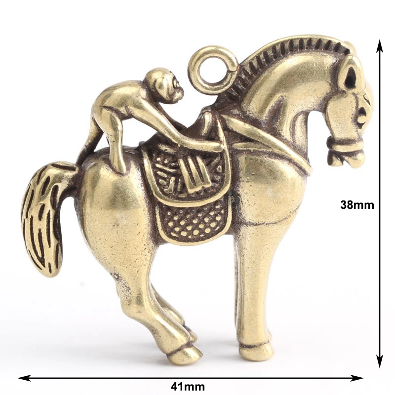 Brass Micro-carved Horse Monkey Keyring Pendant Pure Home Desktop Car Living Room Decor |