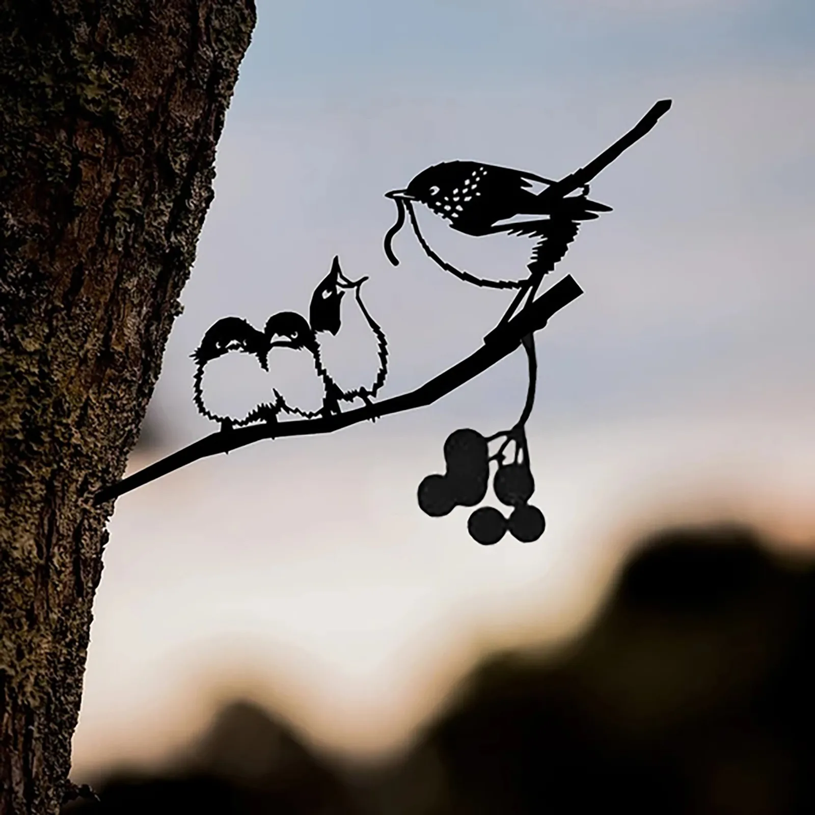 

Garden Art Outdoor Garden Backyard Branch Metal Animal Decoration Gift Creative Simulation Animal Bird Ornament Garden Statues