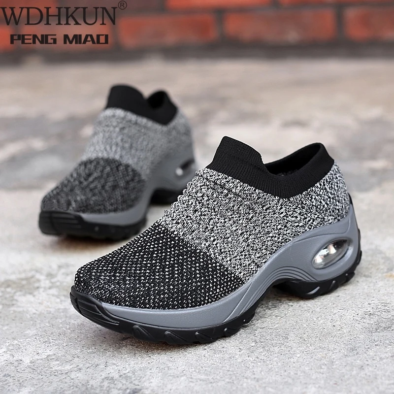 

Women Casual Shoes Breathable Outside Footwear Sports Sneakers Slip On Wedges Loafers Shoes Female Swing Shoes Tenis Feminino