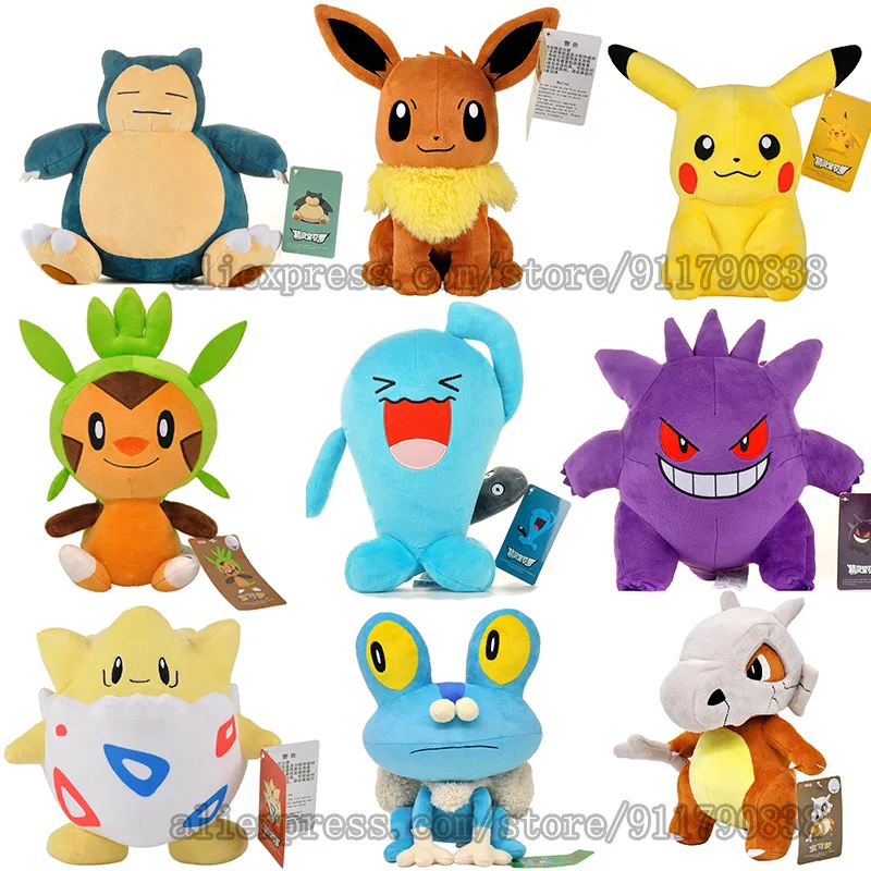 Аниме Покемон Пикачу гэнгар снорлакс Бульбазавр Charizard Cubone together Pi Kyogre Chespin Meowth Slow Poke Eevee Мягкие плюшевые игрушки