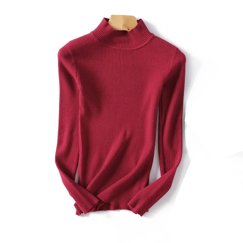 Невысокая горловина свитер женский Осень Зима базовый с длинным рукавом джемпер