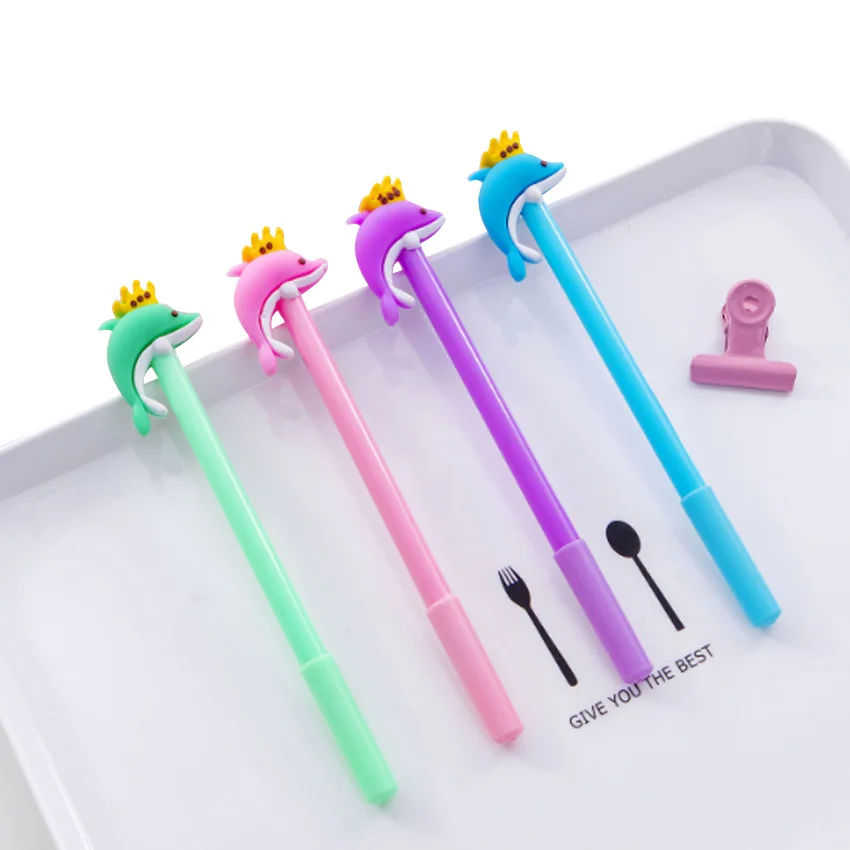 4 шт./лот симпатичная 3d-ручка с короной и дельфином гелевая ручка 0 5 мм кавайные