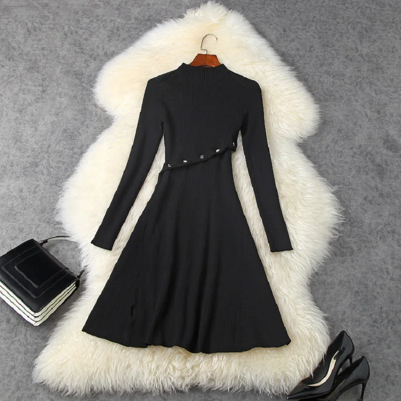 

Superior new Spring 2021 quality Long sleeves casual slim dress women keep warm elastic Party dresses winter Knitted girl Dress