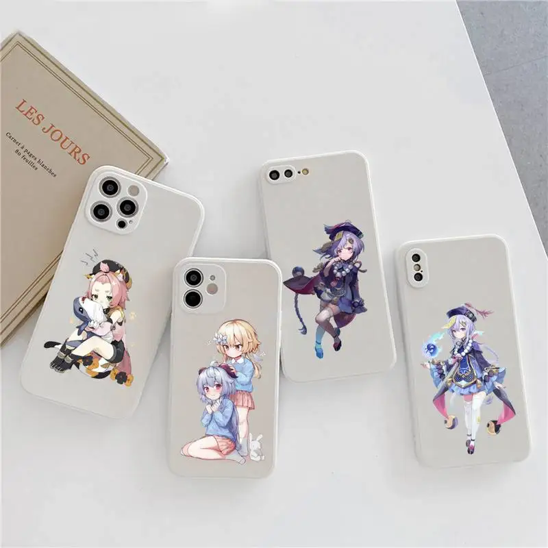 

Genshin impact cartoon game Phone Case Candy Color for iPhone 6 7 8 11 12 s mini pro X XS XR MAX Plus