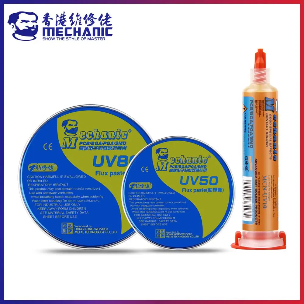 

MECHANIC 10CC/60g Mild Rosin Halogen-Free Lead-Free Soldering Paste PCB BGA SMD SMT No-Clean UV10/80 Welding Flux Repair Solder