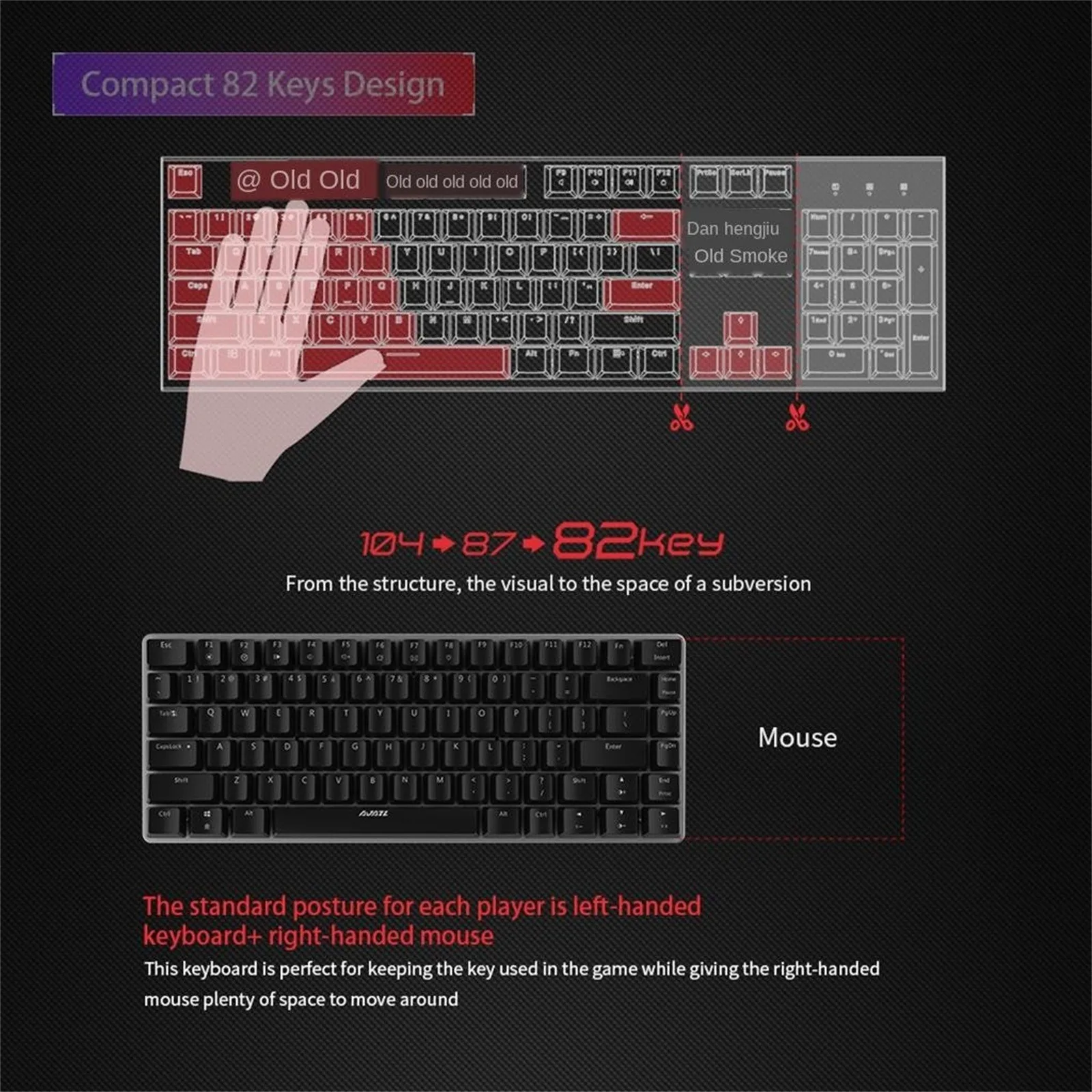 Двухрежимная механическая клавиатура Ak33bluetooth 5 0 с красной подсветкой 82 клавиши |