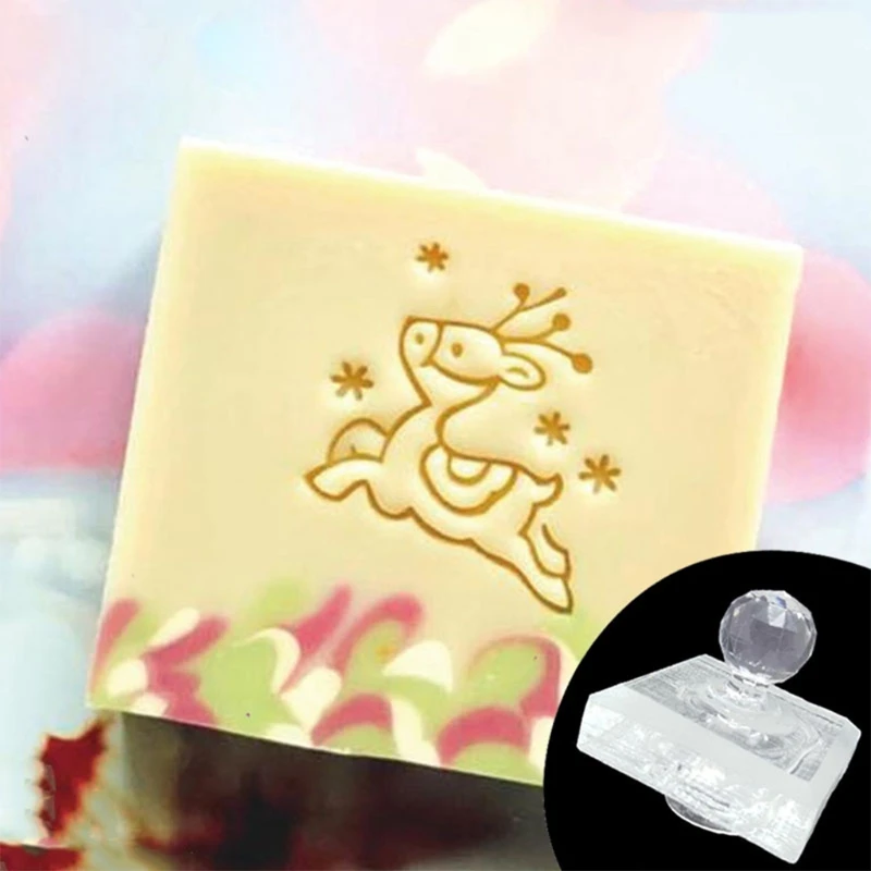 

41XB Creative Christmas Transparent Stamp Acrylic Transparent Handmade Soap Seal Christmas Paty Gifts for Childern Teens