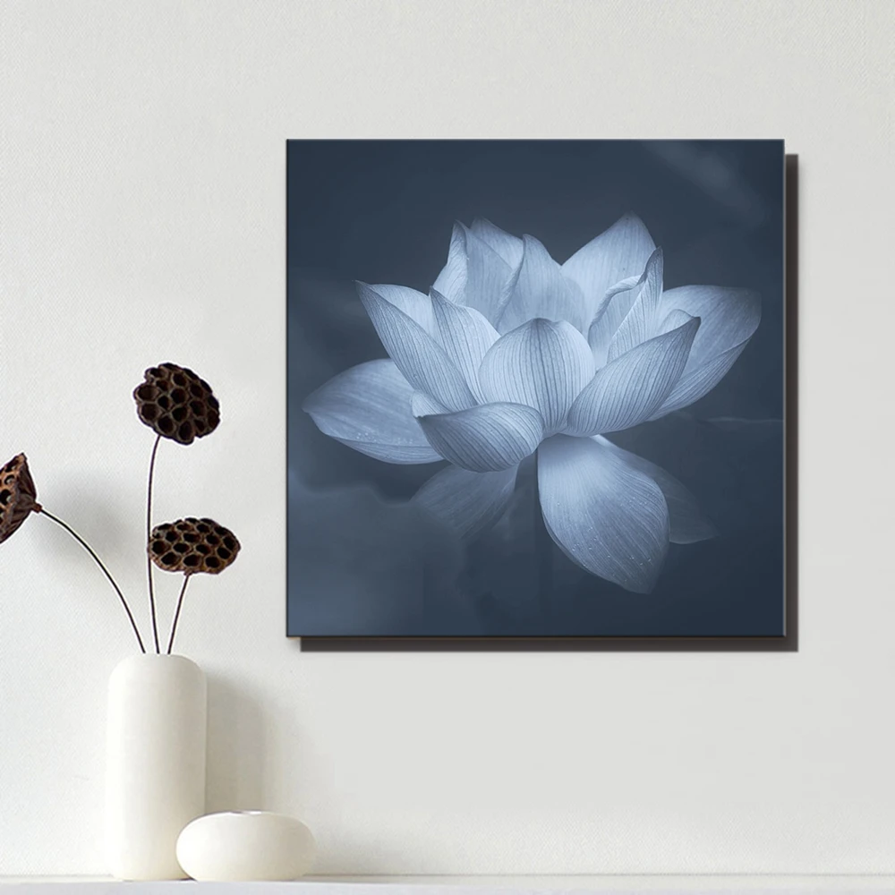 Зеленая живопись Элегантные цветы лотоса украшение для дома холст офиса