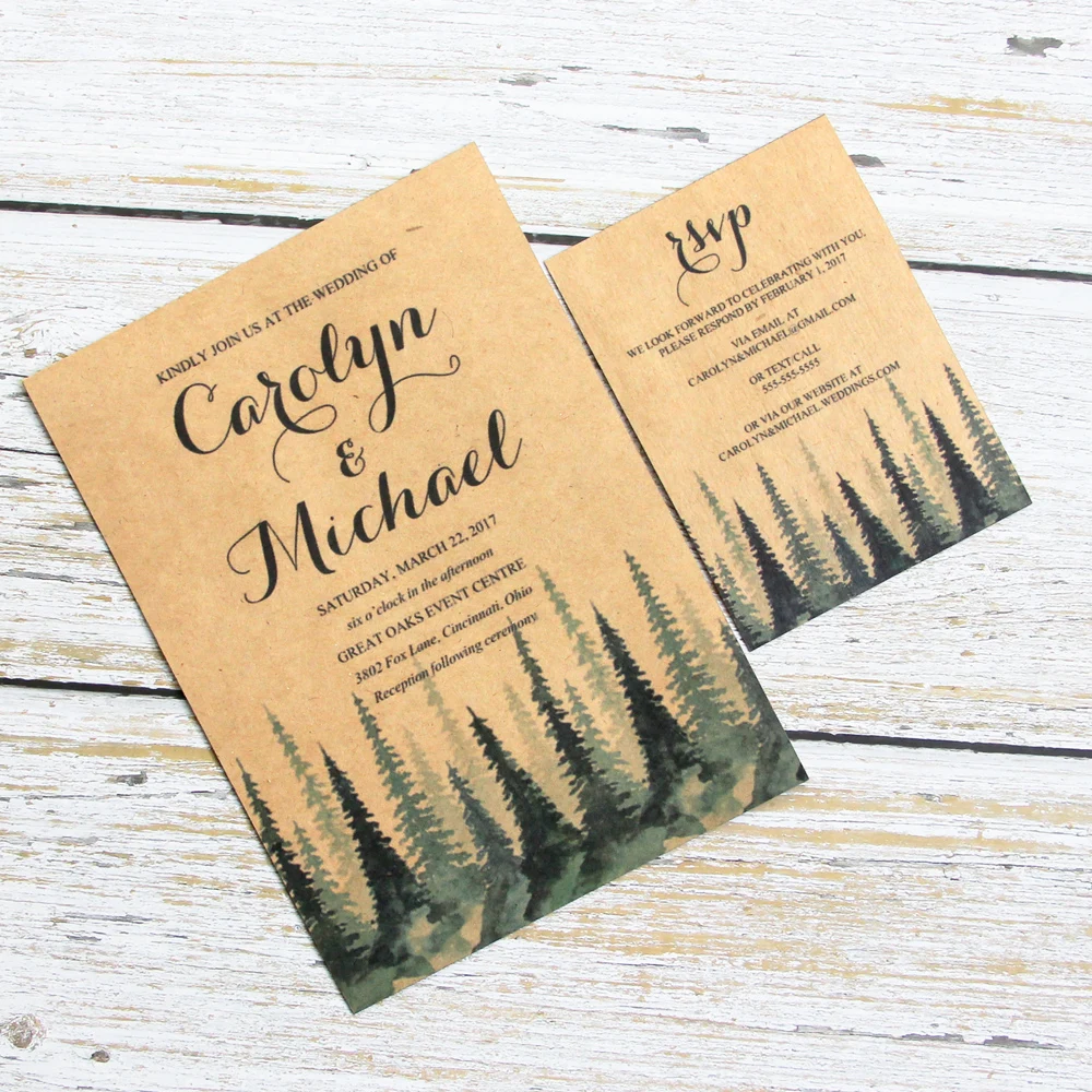 Laser Cut Wedding Invitations Card Green Forest Greeting Cards Wedding Party Supplies images - 6