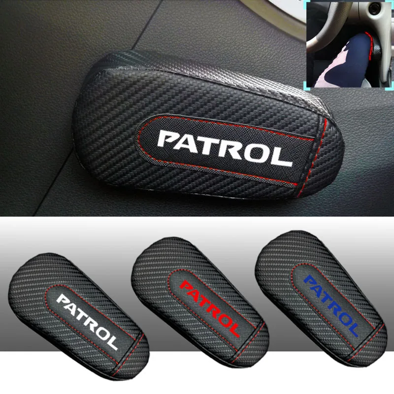 

For Nissan Patrol 1pc Carbon Fiber Leather Auto Leg Cushion Knee Pad Car Door Arm Pad Car Accessories Vehicle Protective