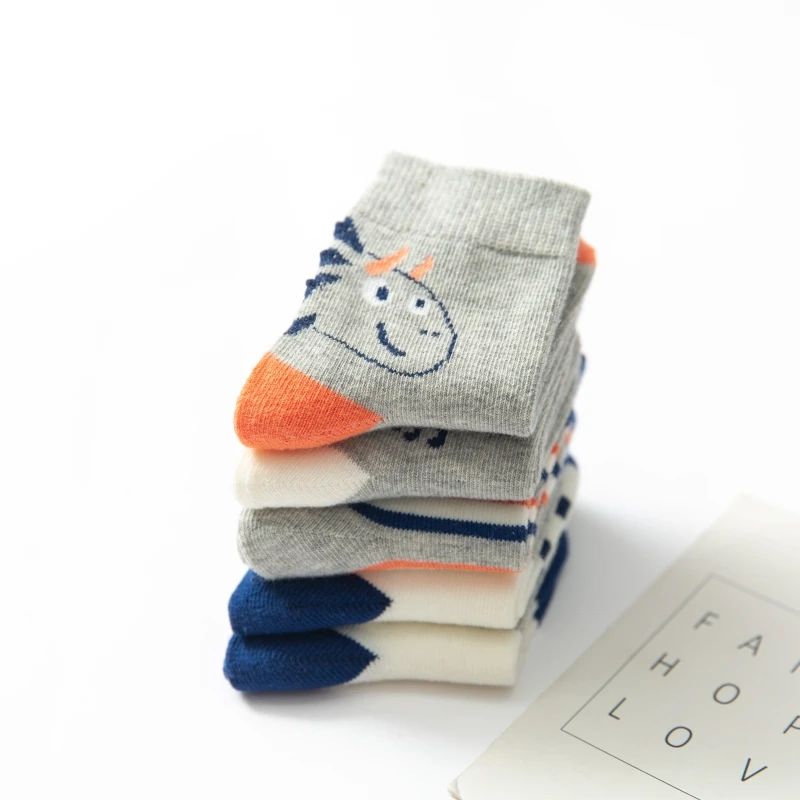 5 пар Детские хлопковые носки с принтом на возраст 1 10 лет|Носки| |