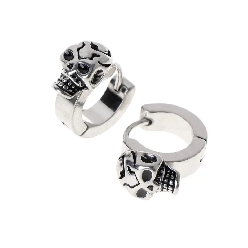 

1 Pair Men Women Charms Earrings Ear Stud Reggae Fashion Cool Skull Head Jewelry Gifts Stainless Steel Exquisite Carved