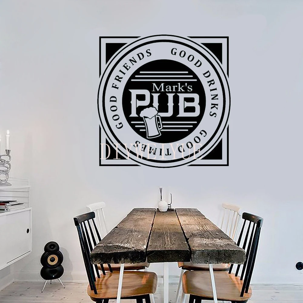 Пользовательские Бар персонализированное имя стикер стены Водонепроницаемый