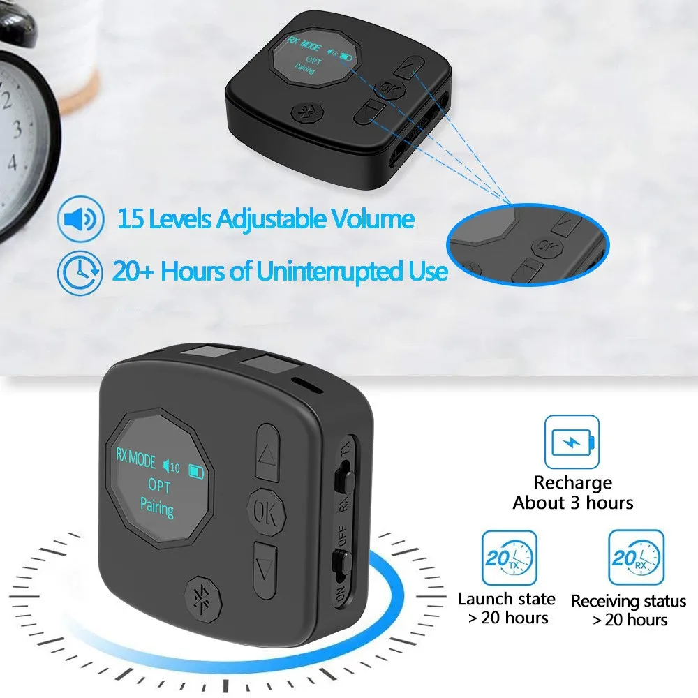 

Bluetooth 5.0 Transmitter Receiver CSR8675 OLED Display USB Wireless Audio Receiver/Transmitter Stereo Music Audio Adapter