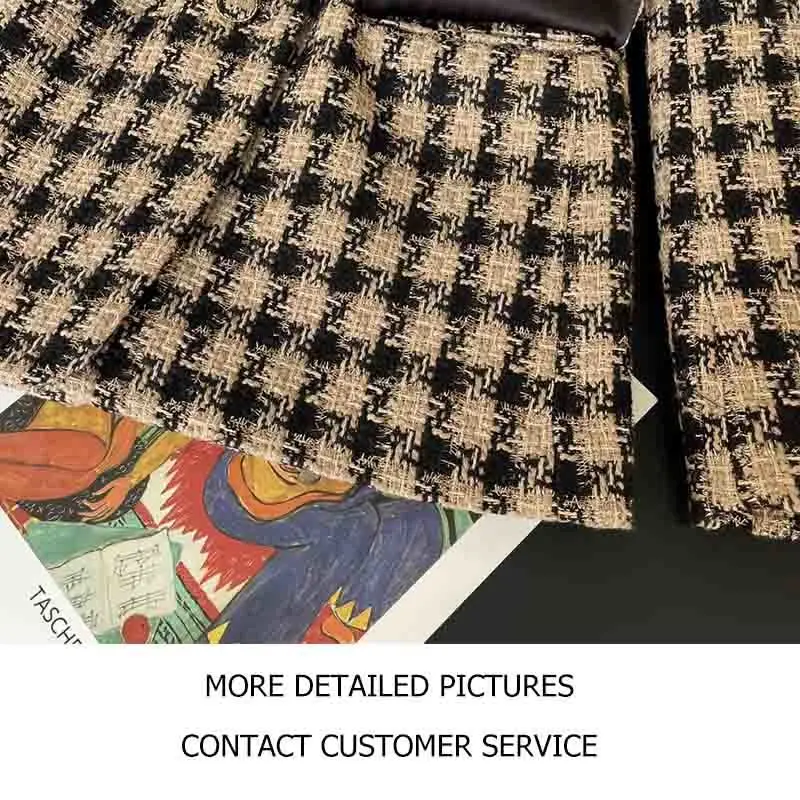 Early Women Sets 2021 Spring Wool Houndstooth Suit Retro Single-breasted Suit High Waist Shorts With Belt 2 Piece Set