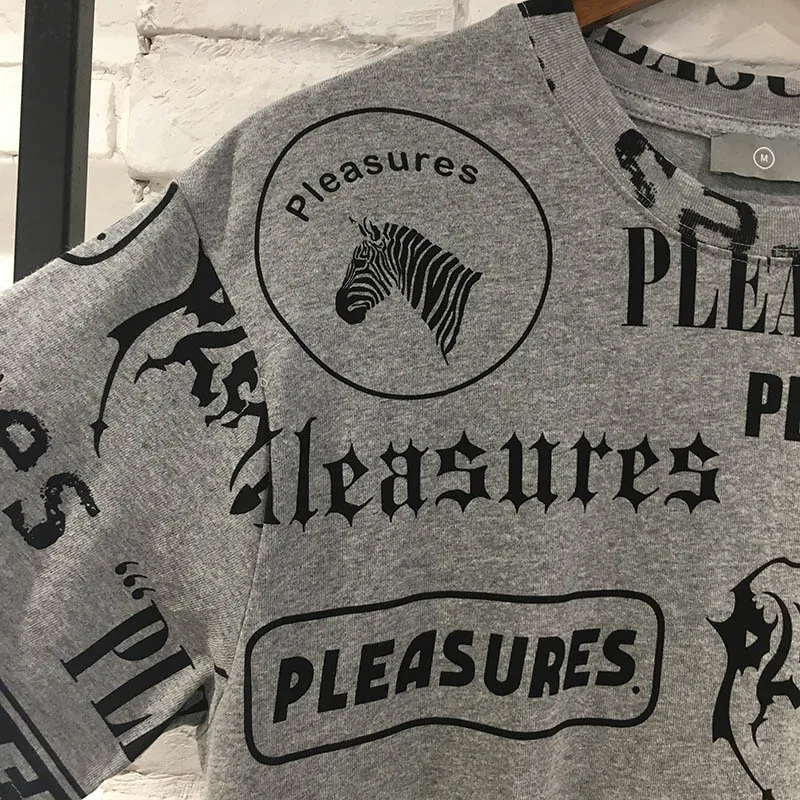 

20ss Pleasures T-shirt men women colorful hip hop top tee casual high quality T-shirt full letter printing graffiti t shirt