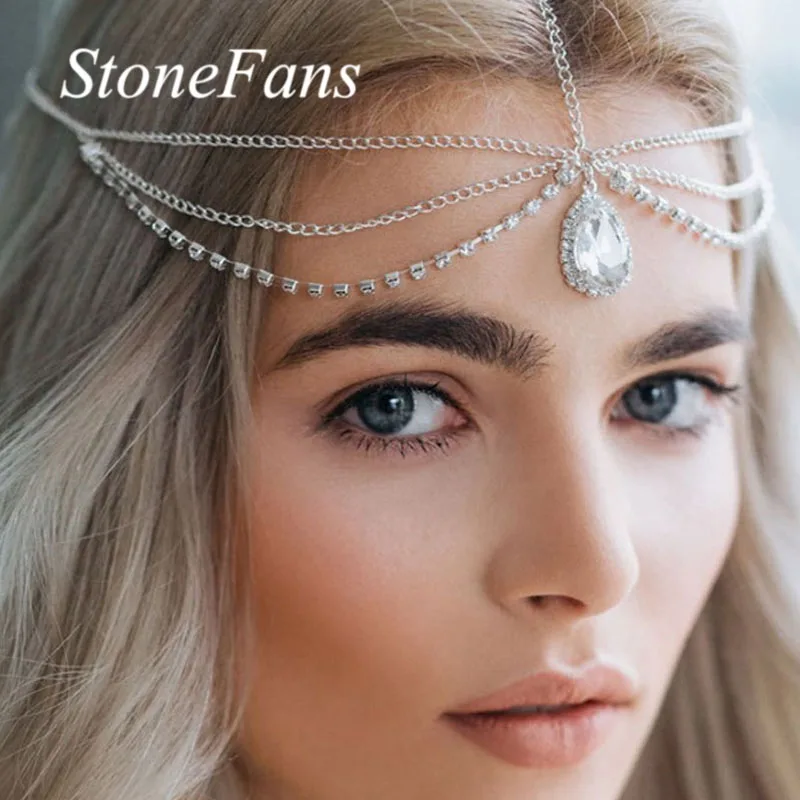 Stonefans Бохо головной убор Свадебные аксессуары для волос женщин капли воды Стразы