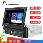 Автомагнитола AMPrime, мультимедийная стерео-система на Android 10, с выдвижным экраном 7 дюймов, GPS, Wi-Fi, Bluetooth, Типоразмер 1 Din