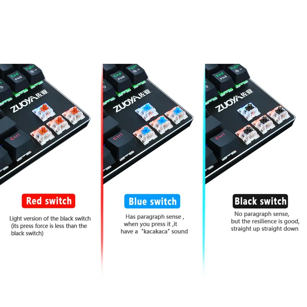 

Gaming Mechanical Keyboard Blue Red Switch 87key RU/US Wired Keyboard Anti-ghosting RGB/ Mix Backlit LED USB For Gamer PC Laptop