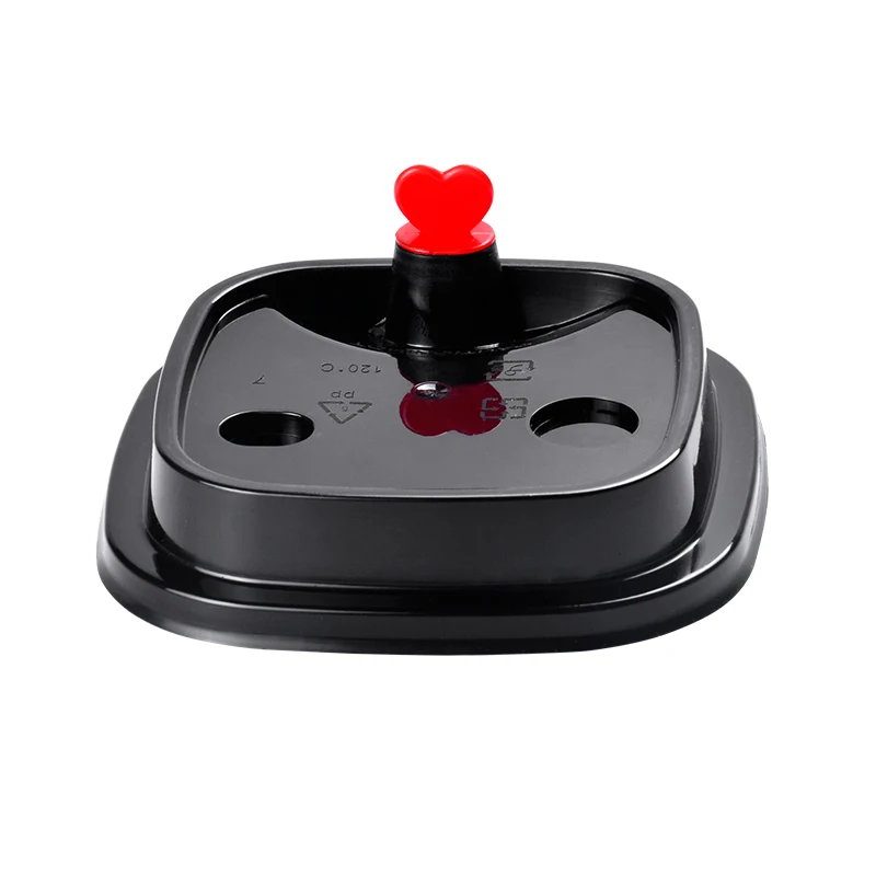 

50pcs High quality square milk tea coffee juice drink cup 400ml 500ml 600ml takeout packaging cup with red love cover thicken