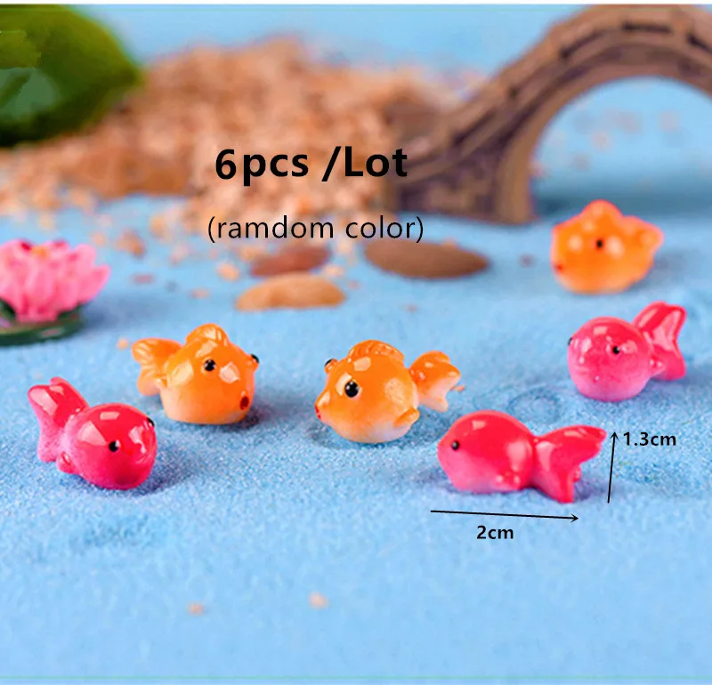 G (ramdom color) 6 шт./лот мини статуэтки в виде рыб DIY океан море животных миниатюрные фигурки садовые украшения микро пейзаж декорация для террариума - Цвет: G (ramdom color)