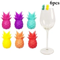 6pcsset creative wine glass charm reusable pineapple wine glass cup markers birthday party identification cup label accessories