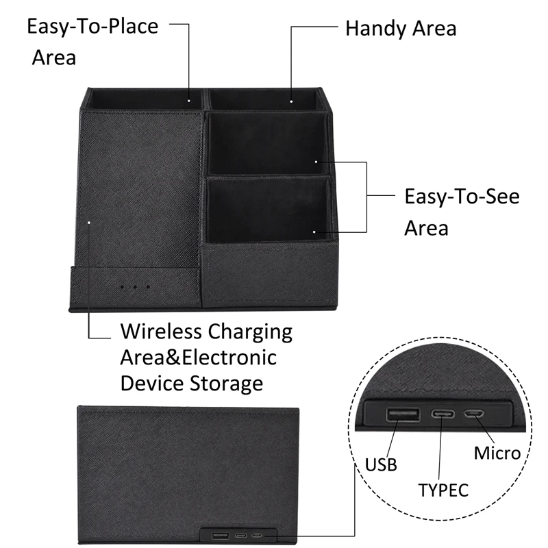 Qi Беспроводное зарядное устройство держатель ручки с настольным органайзером