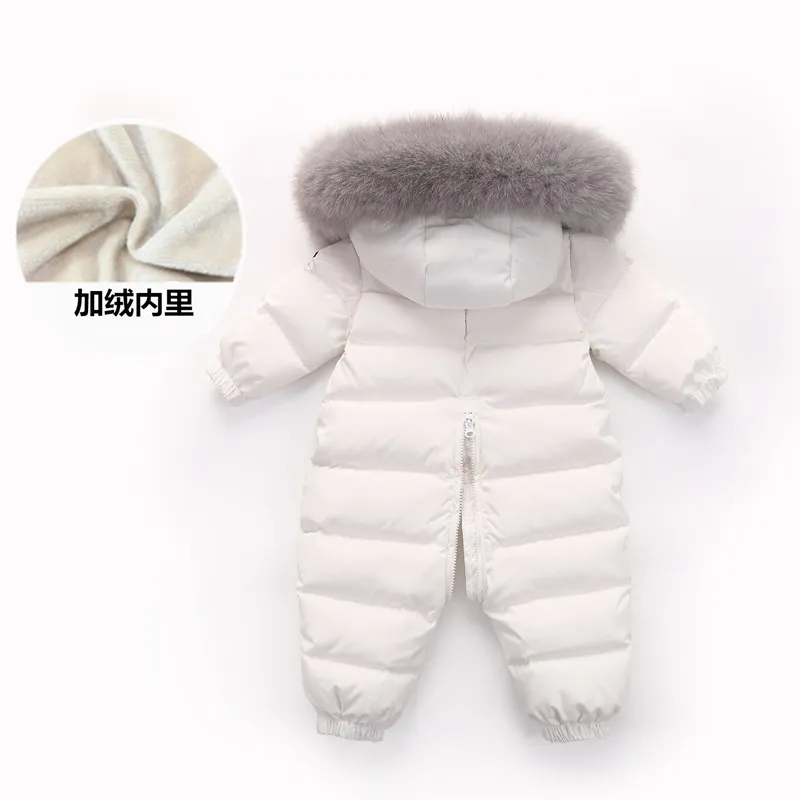 

Baby one-piece down jacket for boys and girls newborn outwear big hair collar baby down one-piece thickening winter
