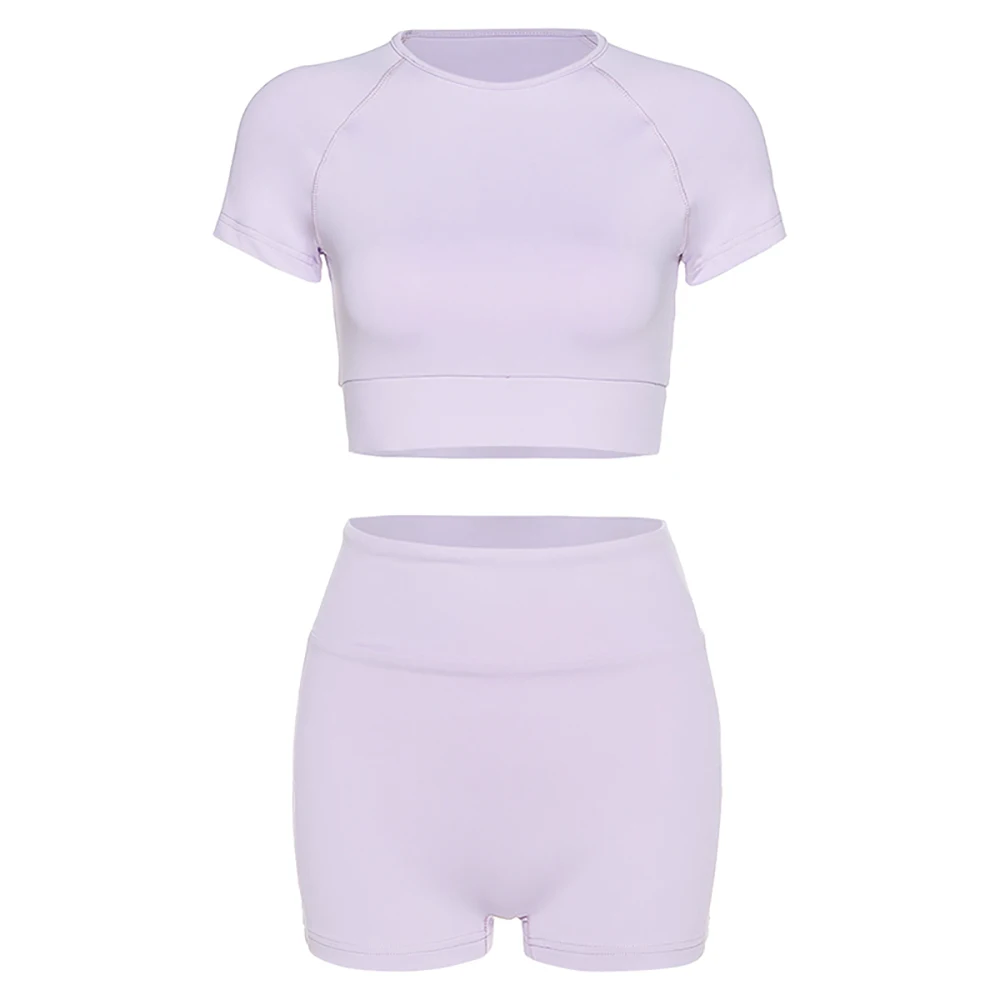 

Fitness Workout Clothes For Women Yoga Dress 2 Piece Set Soft Elastic Crop Top and Shorts Set Streetwear Gym Set Running Outfits