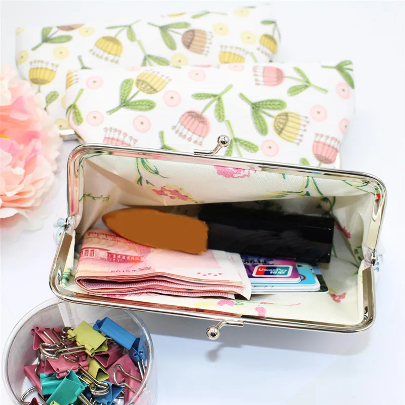

Coin Purse Cotton Fabric Women Small Wallet Card Holder Lovely Coin Purse Clutch Handbag Bag Wallet Mini Bag Square Hasp Casual