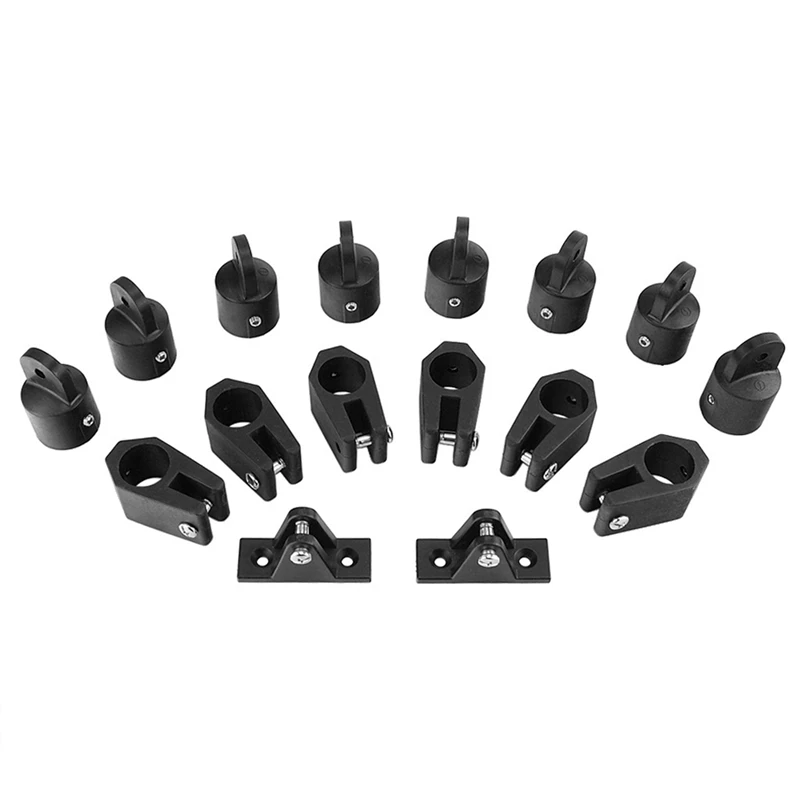 

16 Pcs Universal Boat Nylon Fittings Hardware Set Black Fits 3 Bow Bimini Top Lightweight and Durable Yacht Accessories