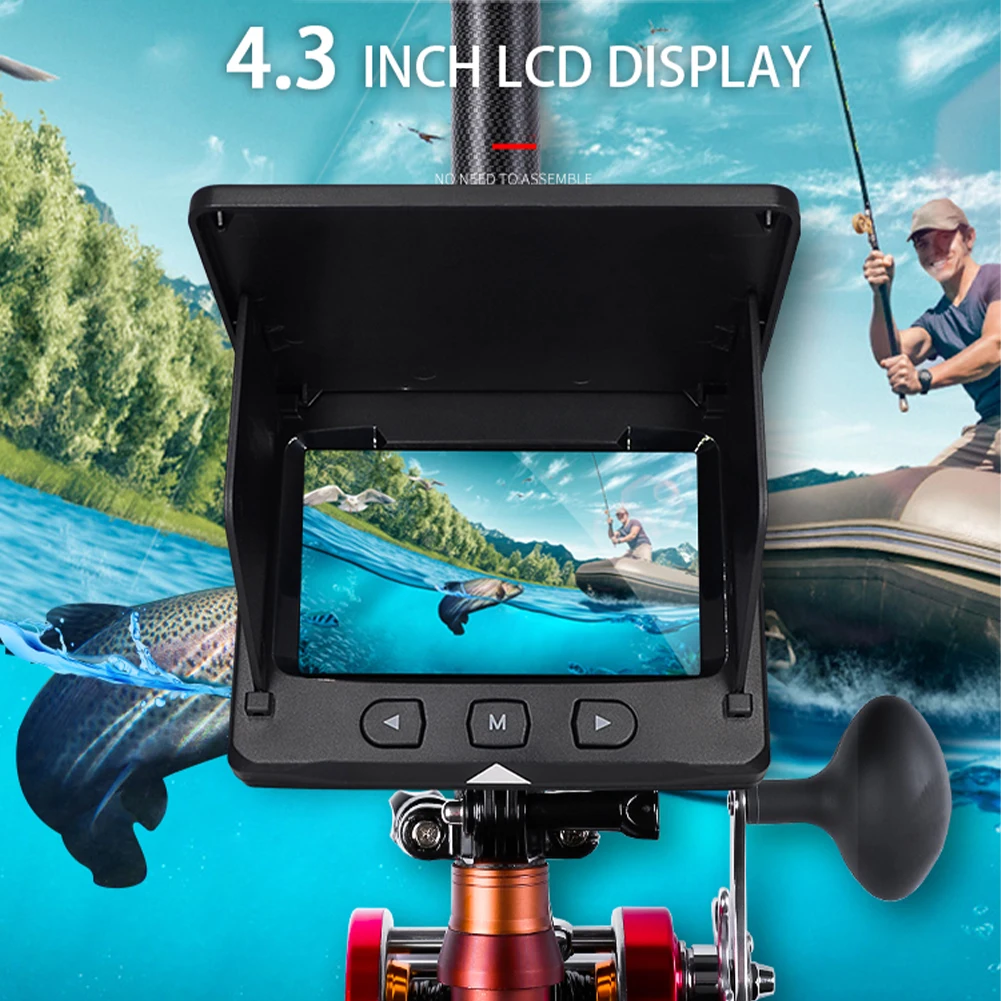 Дешево Подводная рыболовная камера с монитором 4,3 дюйма, 195 ТВЛ, широкий угол обзора °, инфракрасное ночное видение, мониторинг, эхолот, камера, реги...