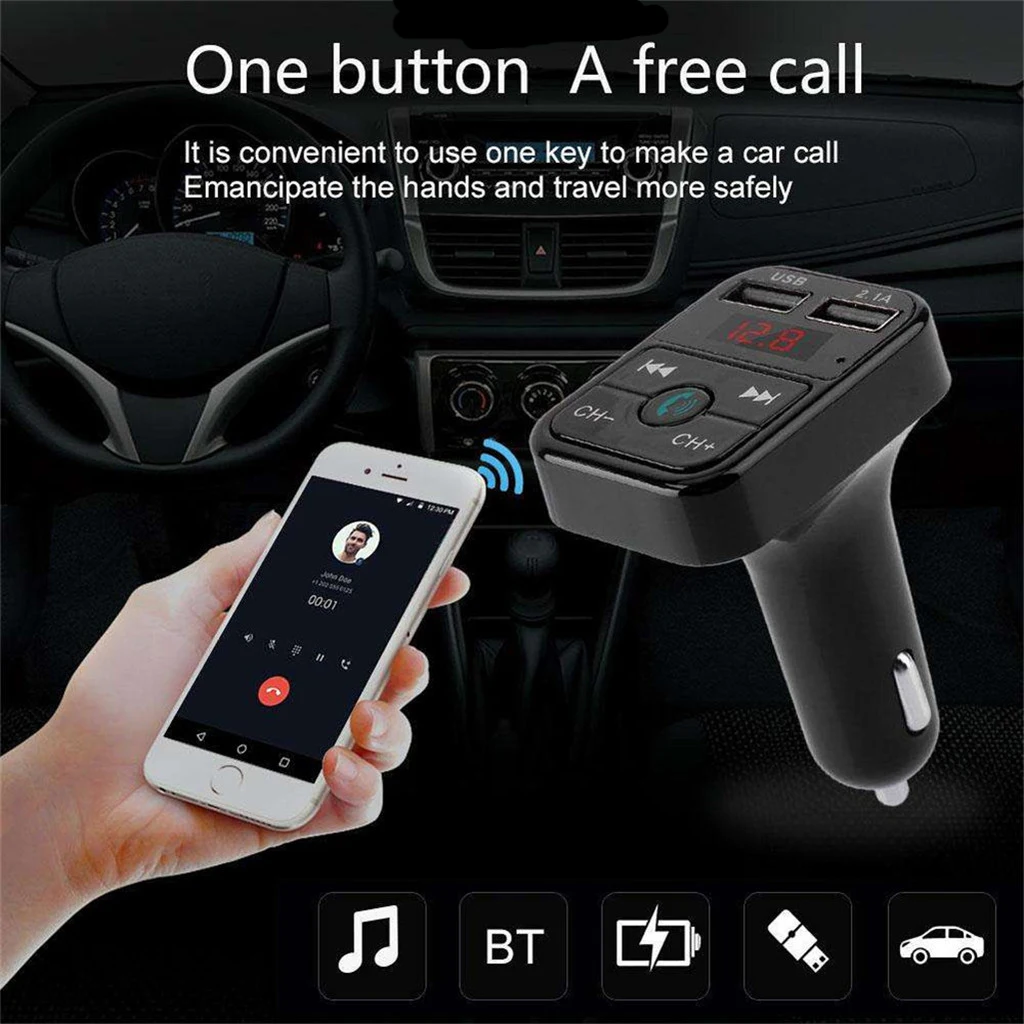 

Car Bluetooth MP3 FM Wireless Transmitter Dual USB LCD Charger Kit Hand-free