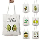 Милая Спортивная многоразовая сумка для покупок с принтом авокадо, мультяшная сумка для покупок, сумки для книг на плечо, женские холщовые сумки-тоуты, экологически чистая сумка с принтом