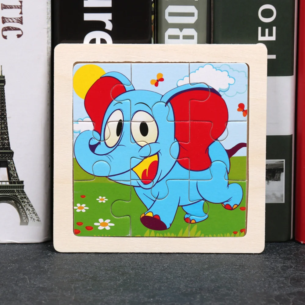 

5pcs Kids Wooden Puzzle Cartoon Animal Puzzle Toys Early Education Toys for Children Kids (Assorted Color, Elephant + Rooste