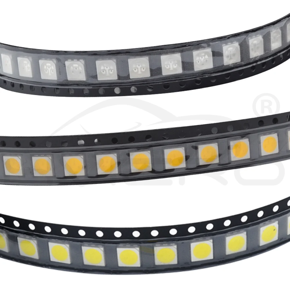 100шт 5050 Белый Красный Синий Розовый Smd Smt 3 chip Led Plcc 6 Супер яркий свет лампы