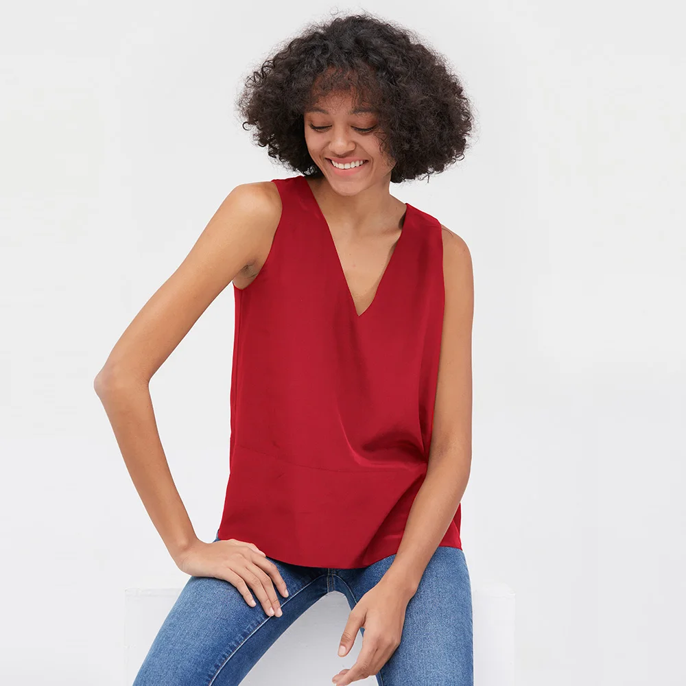 Шелковые майки LilySilk с V-образным вырезом без рукавов для женщин новинка