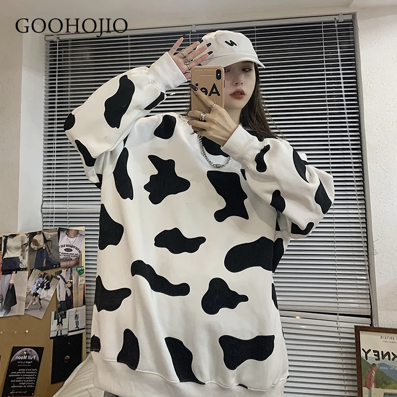 

GOOHOJIO 2021 New Spring Autumn Fashionable Sweatshirts Women Loose Vintage Women Sweatshirts All-match Sweatshirts for Women