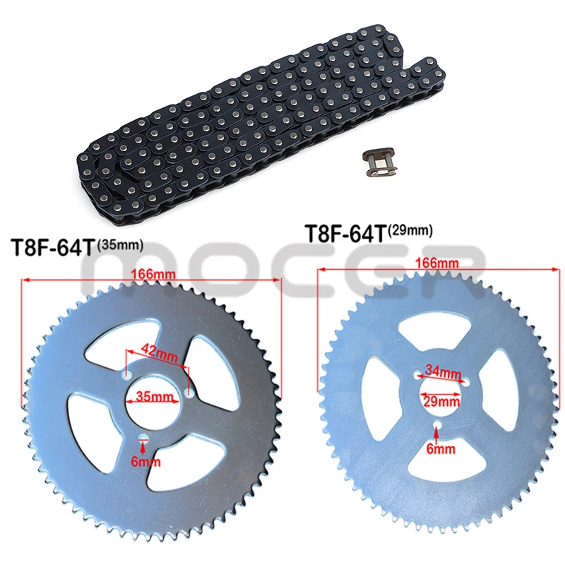 

T8F-136 links Chain 64T 29mm 35mm Rear Sprocket For 43cc 49cc Minimoto Moped Scooters 2 Stroke Engine Pocket Bike Mini Quad ATV