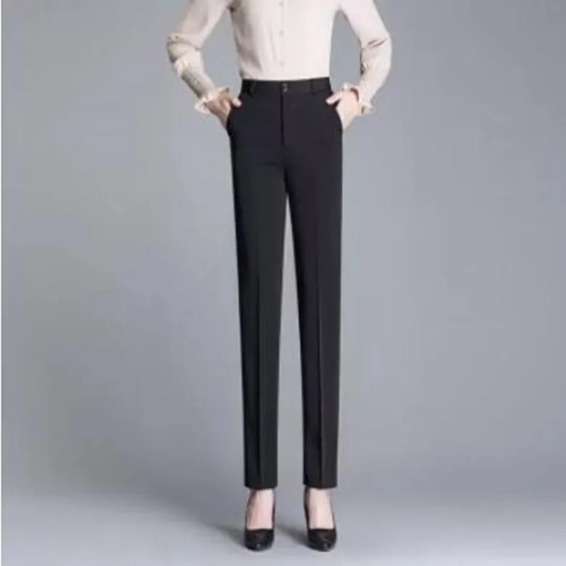 Элегантный Для женщин брюки 2019 сезон: весна–лето одноцветное Высокая Талия