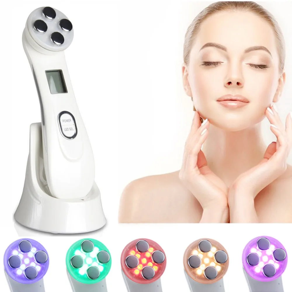 

5 Color LED Photon Light Therapy Machine RF Radio Frequency Tighten Skin Rejuvenation Face Lift EMS Electroporation Massager