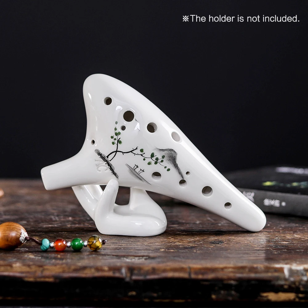 12 Holes Round Head Ceramic Ocarina Alto C Hand Painted with Lanyard Music Score Protective Bag For Lover and Learner |