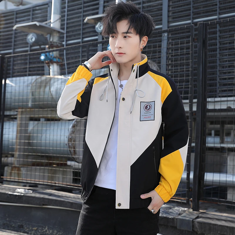 

Модная брендовая мужская куртка с принтом, новинка на весну и осень, мужская уличная куртка с капюшоном, модная повседневная куртка для мужч...