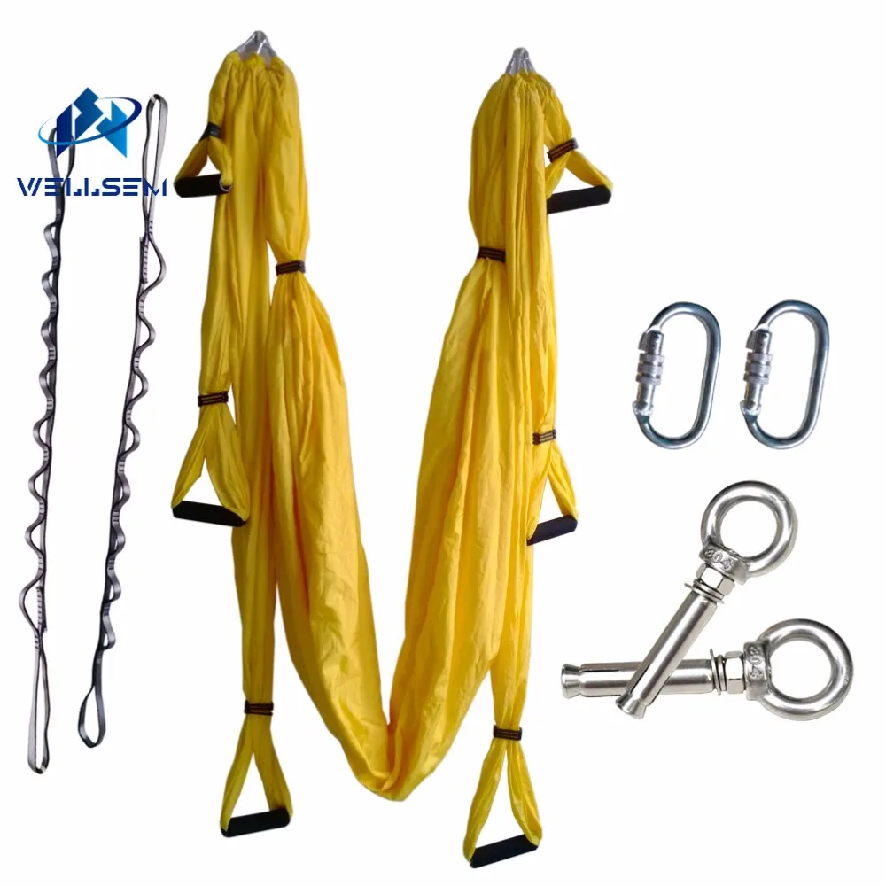 

Complete Set Aerial Flying Anti-gravity Yoga Hammock Swing Yoga Belt +1 pair carabiners +1 pair Daisy Chain +1 pair ring mount